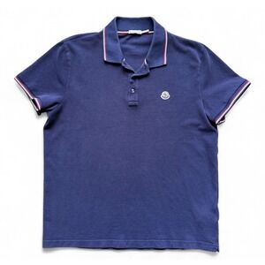 Moncler Maglia Polo Shirt Mens Navy 2XL Manica Corta Designer Luxury Authentic